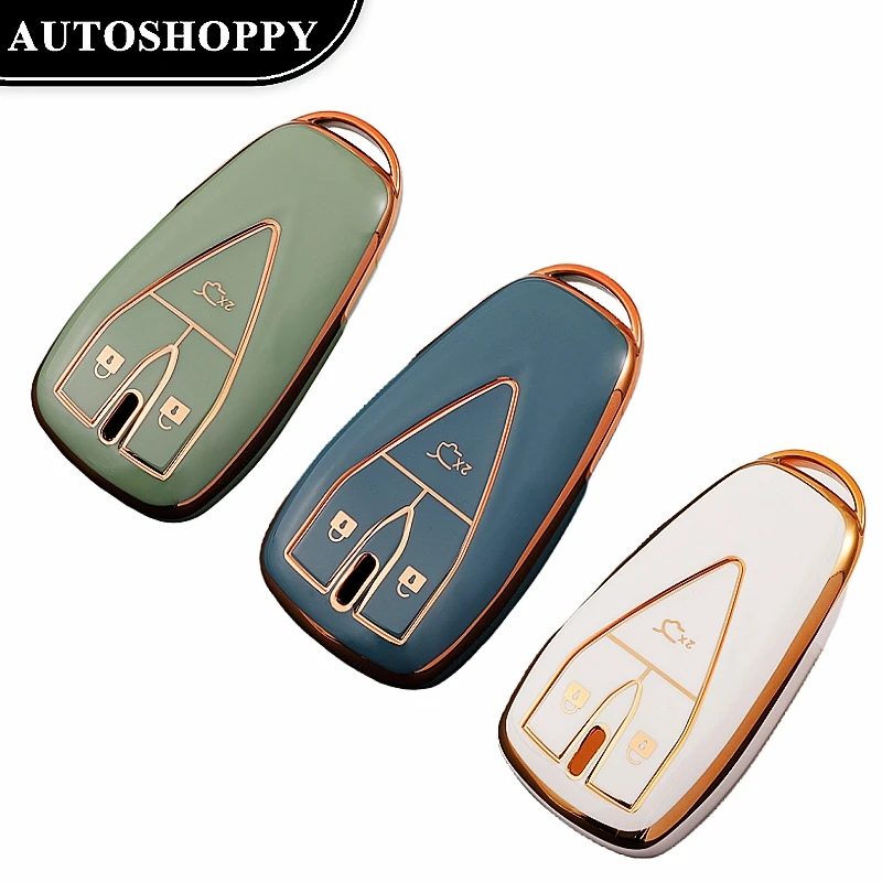 Golden-edged 3 4 5Buttons TPU Car Remote Key Case Cover Shell for Changan CS35 Plus CS55 Plus CS75 Plus 2019 2020 Key Protector