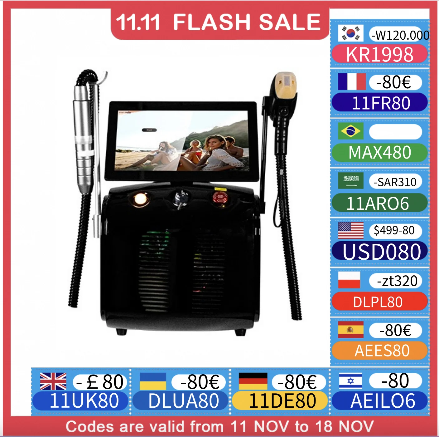 2in1 Soprano Titanium Ice Platinum Diode 755 808 1064nm 3 Wavelength Laser ND:YAG Machine Painless Hair Removal Machine 2024