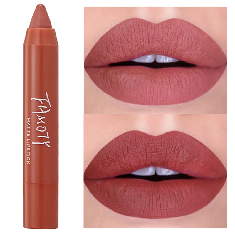 Lápiz labial mate de terciopelo resistente al agua, lápiz labial Sexy, pigmentos rojos y marrones, maquillaje de labios, tinte de labios de larga duración, 12 colores