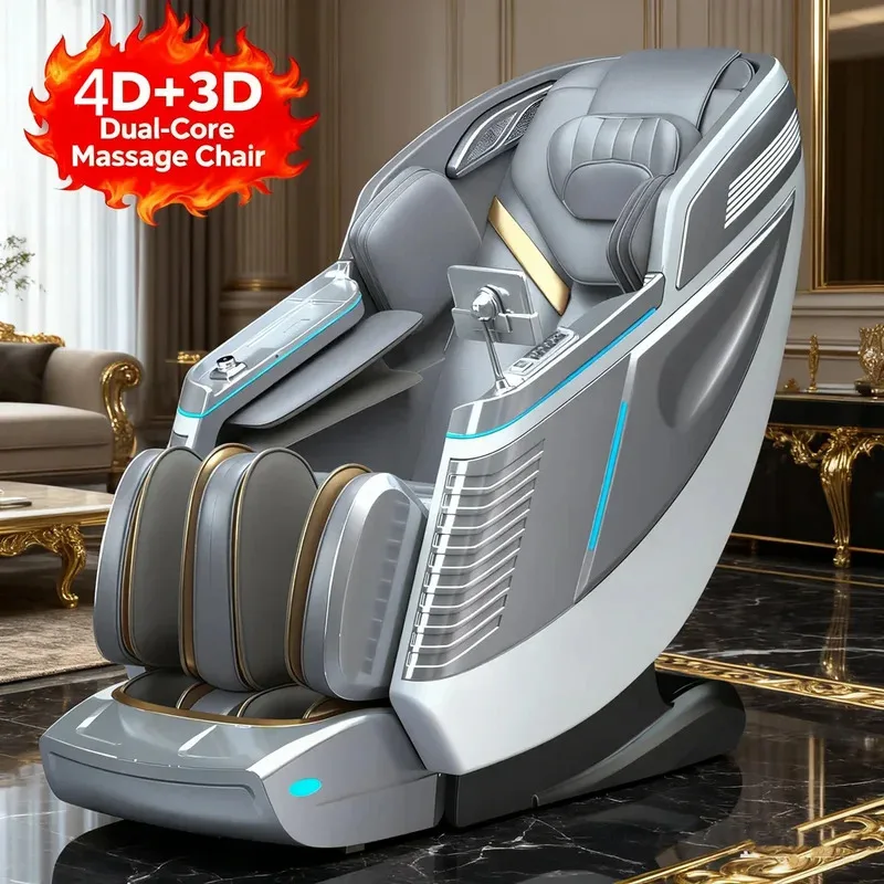 4D+3D Massage Chair Full Body Zero Gravity SL-Track Shiatsu Massage Recliner Chair with Body Scan Foot Rollers Stretch, Heating
