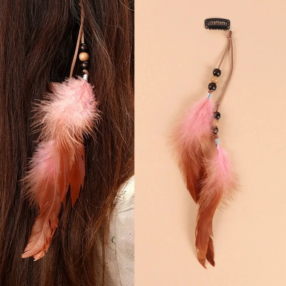 البوهيمي النساء عقال خمر الهبي غطاء للرأس من الريش خوذة للسيدات الفتيات الهندي العرقية Headbands إكسسوارات الشعر
