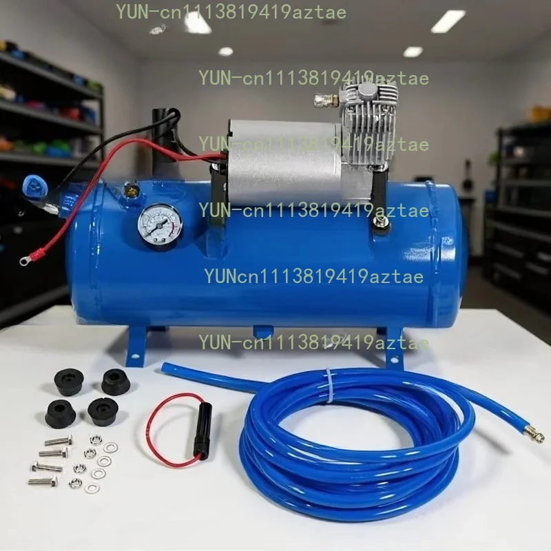 Useful 120PSI-150PSI 12V Tyre Inflator Pump Compressor With 6L Tank For Truck RV Train Air Horn 500Cm/16.4Ft Hose