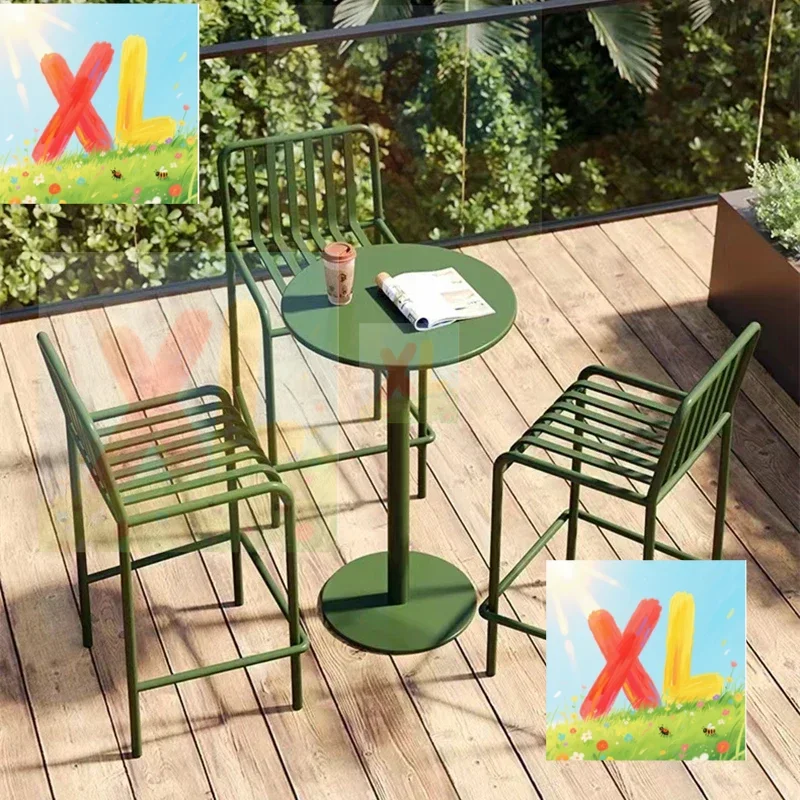 

bar table and chairs wrought iron villa courtyard cafe milk tea shop balcony light luxury North product