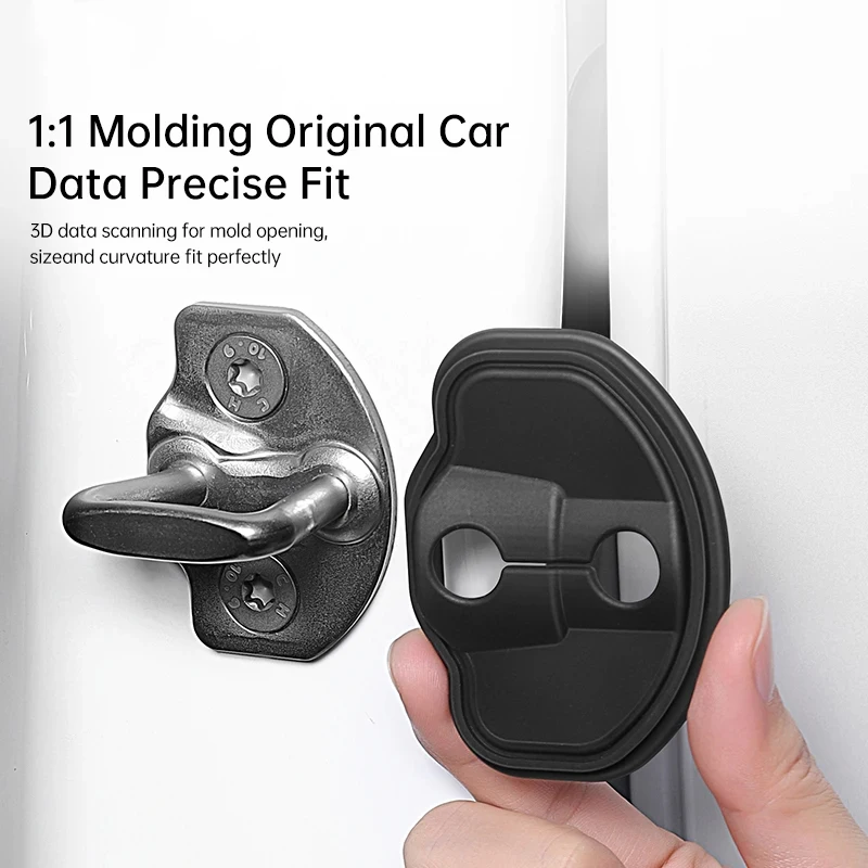 For 4Pcs Tesla Model 3 Y YL X Car Door Lock Cover Protection Silicone Shock Absorber Stickers Juniper Highland Design Auto