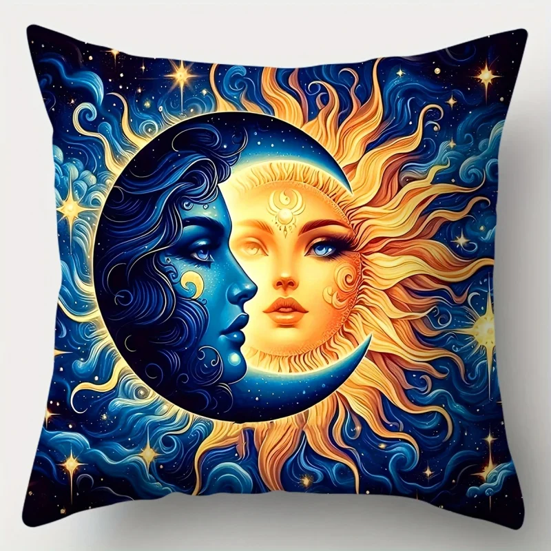 

Набор декоративных наволочек VIKAMA из 4 предметов с принтом звездного неба, луны и солнца, подходит для дома, дивана, спальни