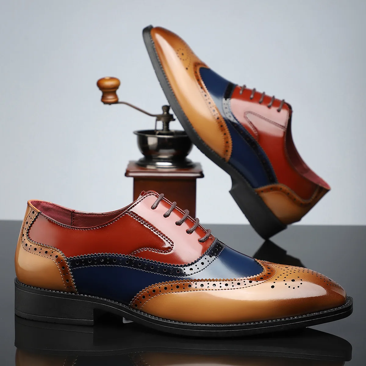 Designer Men's Block Pointed Toe Dress Shoes Male Fashion Wedding Party Dance Leather Shoes Large Size 38-48 Formal Footwear