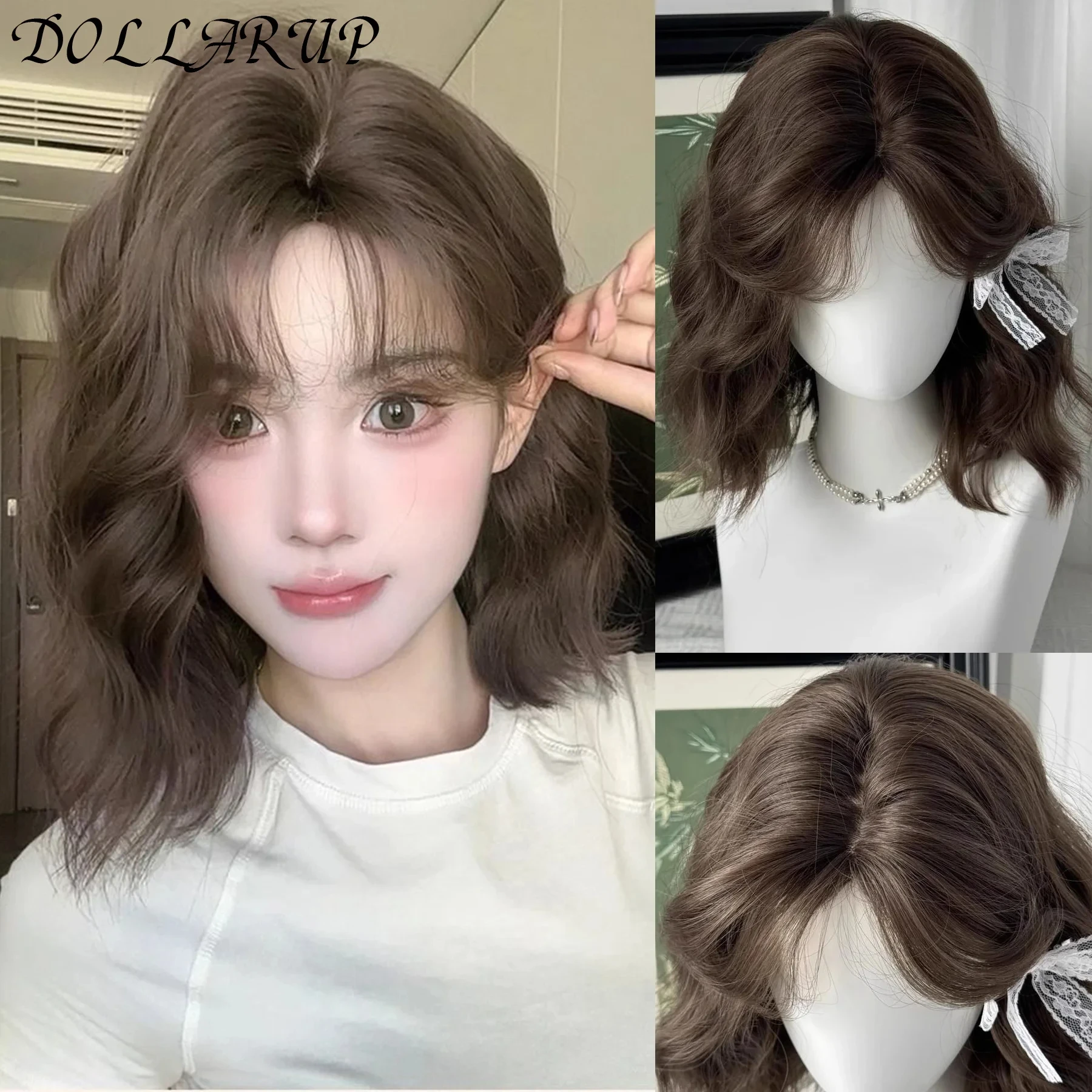 JKL شعر مستعار أسود قصير مجعد للنساء جودة عالية الاصطناعية الطبيعية موجة كبيرة أزياء السيدات شعر مستعار #1