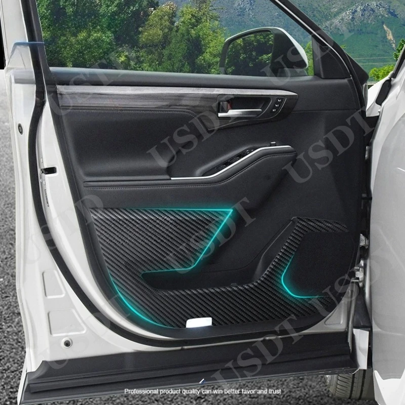 

Fit For Toyota Highlander 2022 2023 2024 2025 Car Door Anti Kick Mat Leather Carbon Fiber Door Sill Protective Sticker