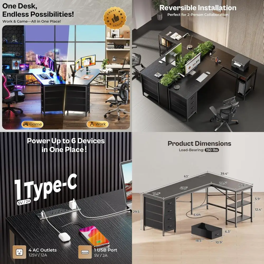 63 Inch L Shaped De…