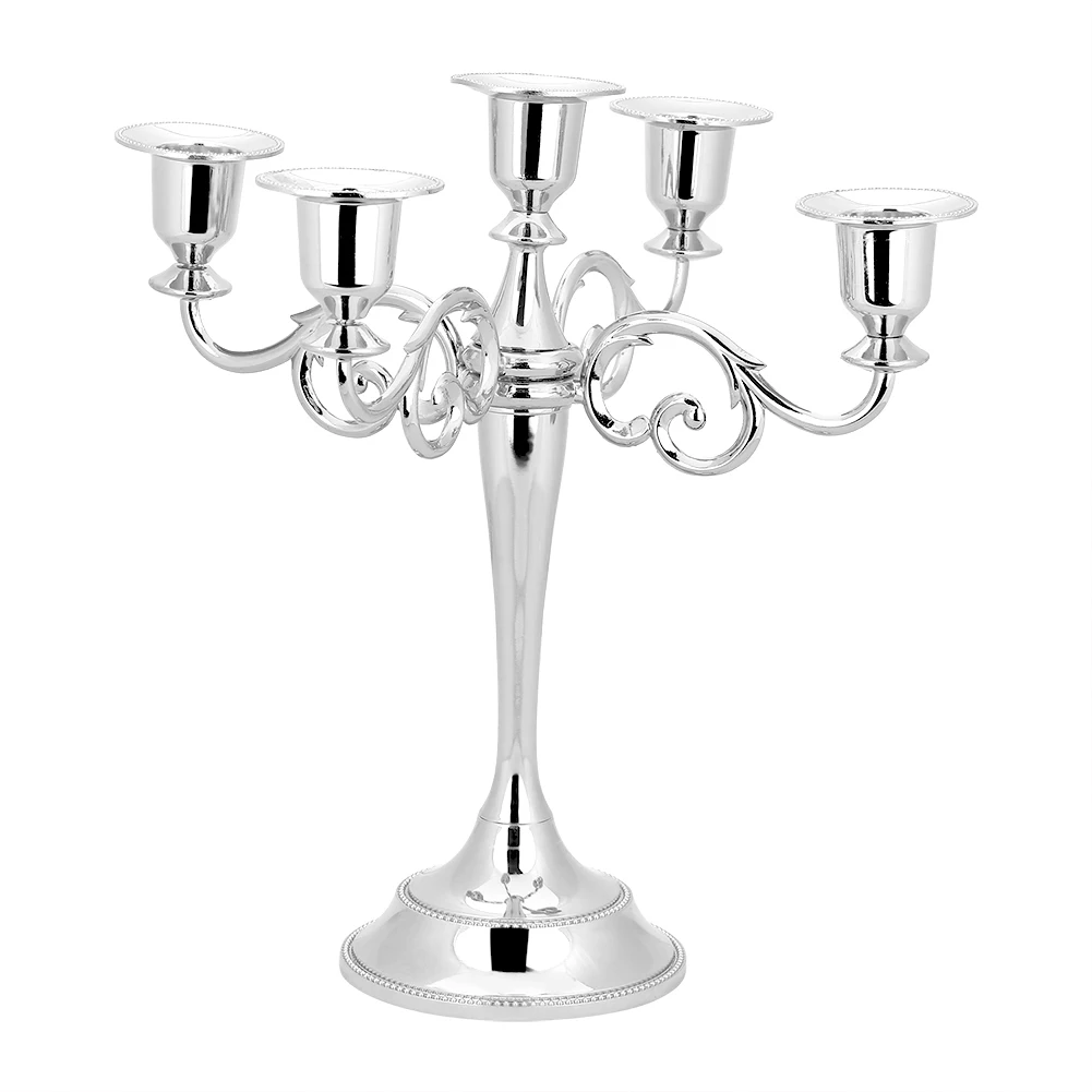 5 Arms Vintage Candlestick Retro Metal Crafts Candle Holder Stand Decorative Ornament for Wedding Party Home Decor