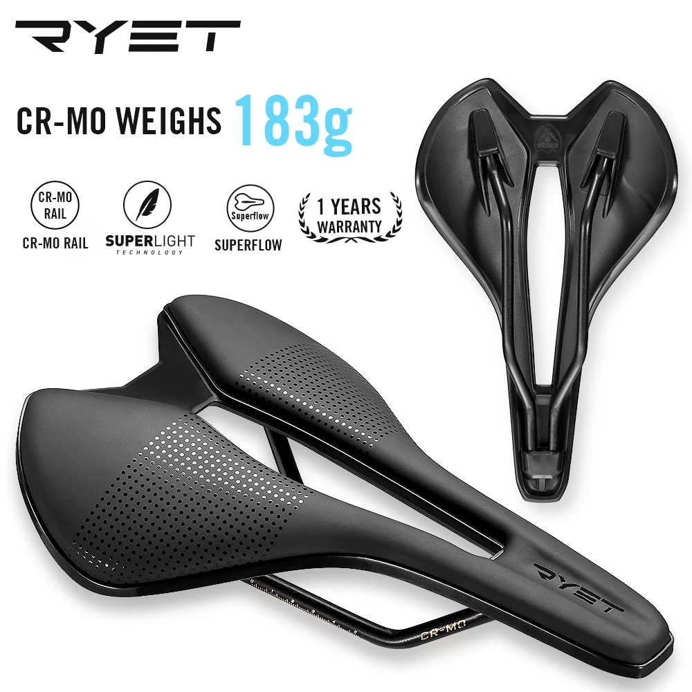 RYET Full Carbon Bike Saddle Ultralight Oval Carbon Rails Seating Saddles Superflow Road Bicycle Seating Cushion Cycling Parts