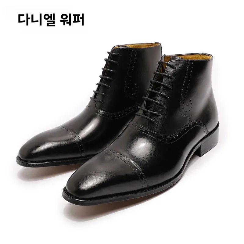 New Fashion Men stivaletti uomo abito formale scarpe in pelle stivali occidentali stivali da Cowboy scarpe Casual stringate stivali neri marroni da