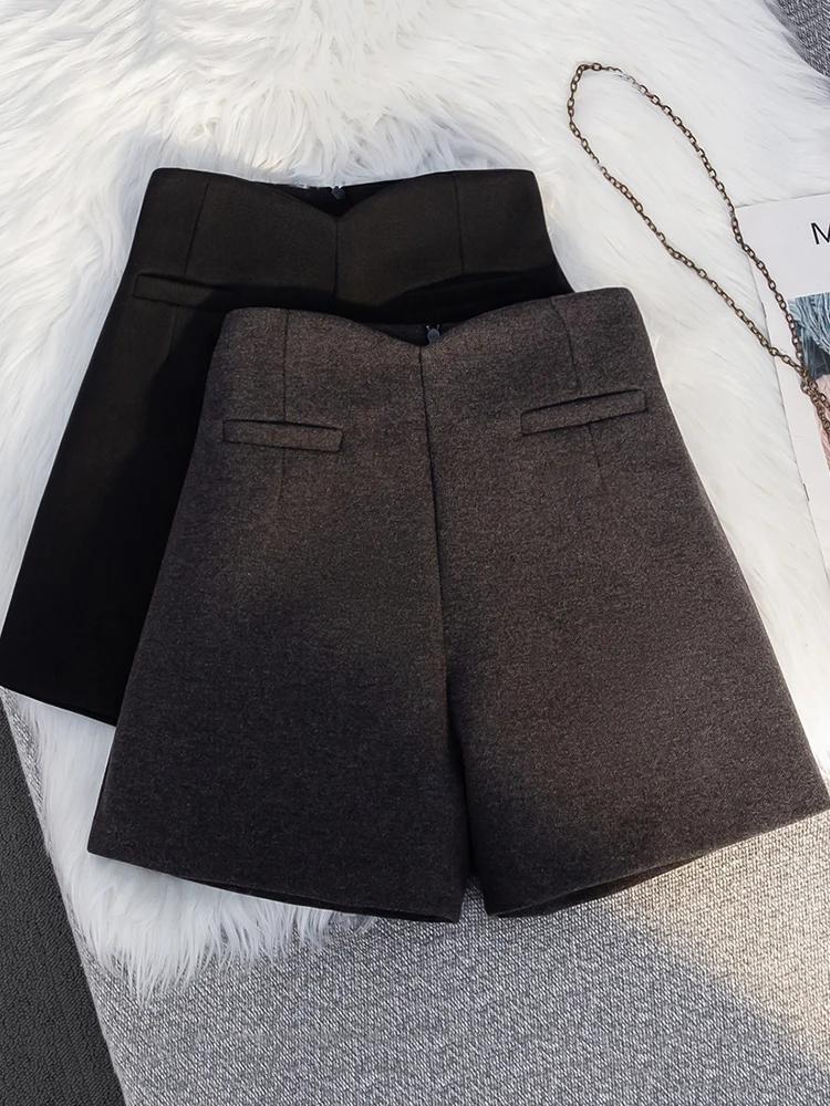 

Ретро-твидовые брюки-кюлоты для женщин: осенне-зимняя новинка, с высокой талией, утягивающие, универсальные, повседневные, широкие штанины