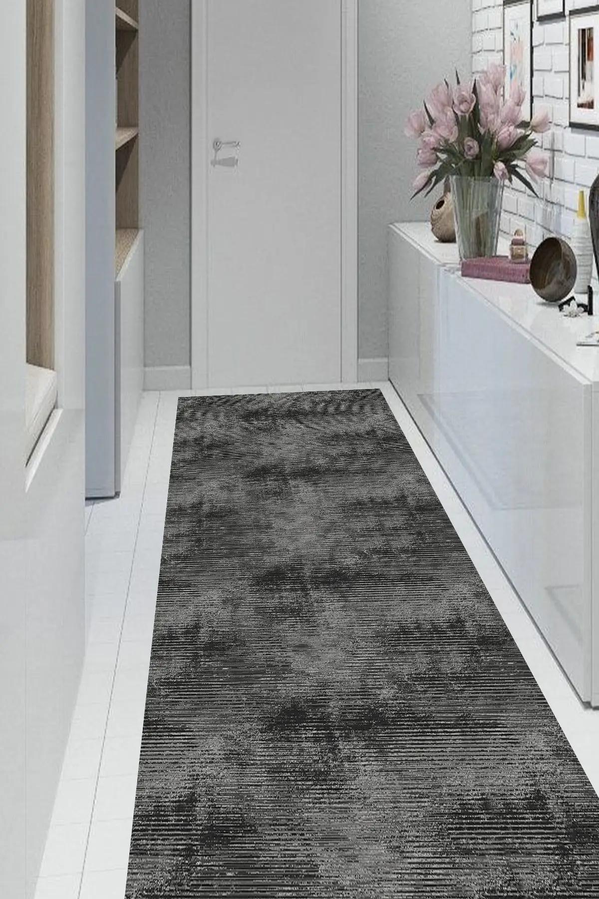 

DOLBOVI flat anthracite gray carpet (machine washable non-slip Dot base)-Wlly1133