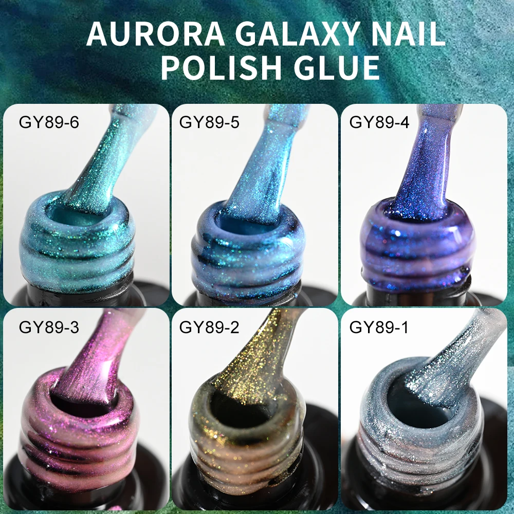 Esmalte de uñas en Gel con purpurina Aurora Moonlight, capa superior, semipermanente, función UV, 7ML