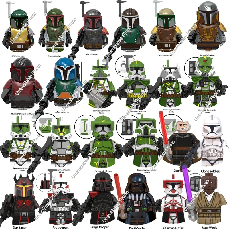 Hot Toys New 24Pcs Star Wars Mandalorians Doomsday Commander Dath Vader Luke Skywalker Kyloren Building Blocks Bricks Figure Toy