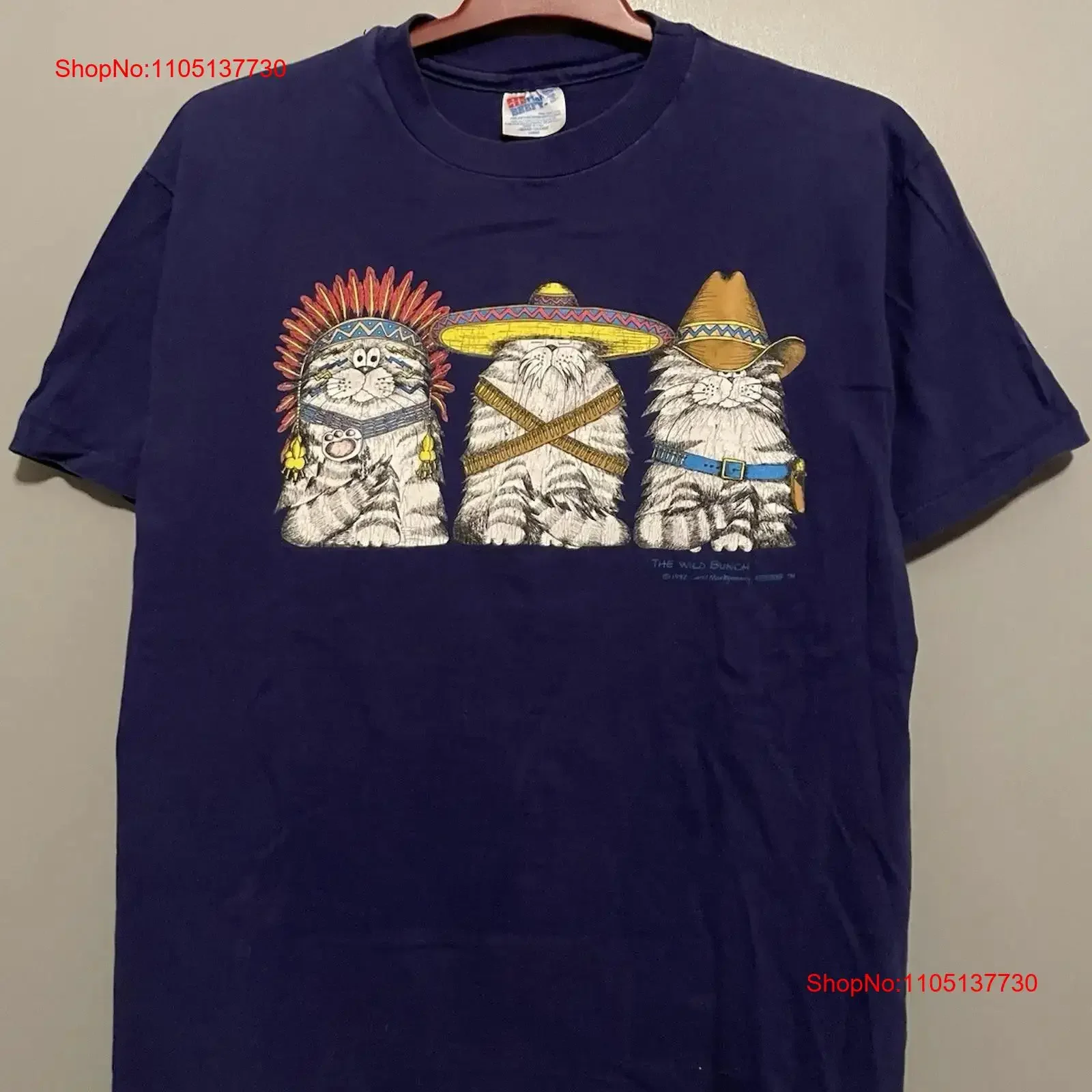 Vtg The Wild Bunch Carol Montgomery Cats T Shirt 1992 Double Sided Purple L B422 vintage Washed Stretched Slightly Unisex homme