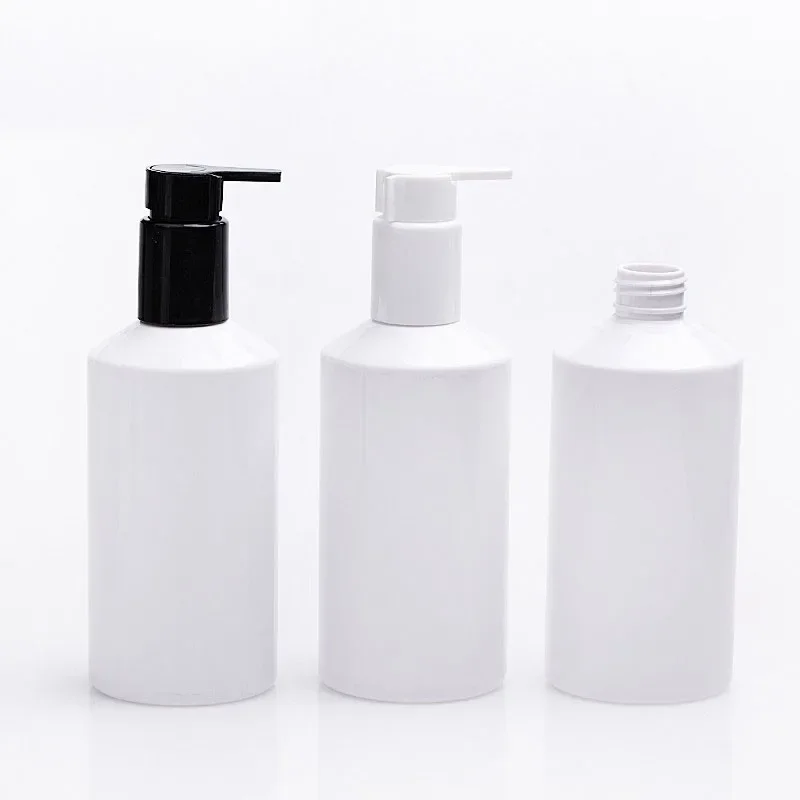 

White 300ML X 20 Empty Lotion Pump Oblique Shoulder Bottle Cosmetics Bayonet Pump Plastic PET Bottle Empty Shampoo Container