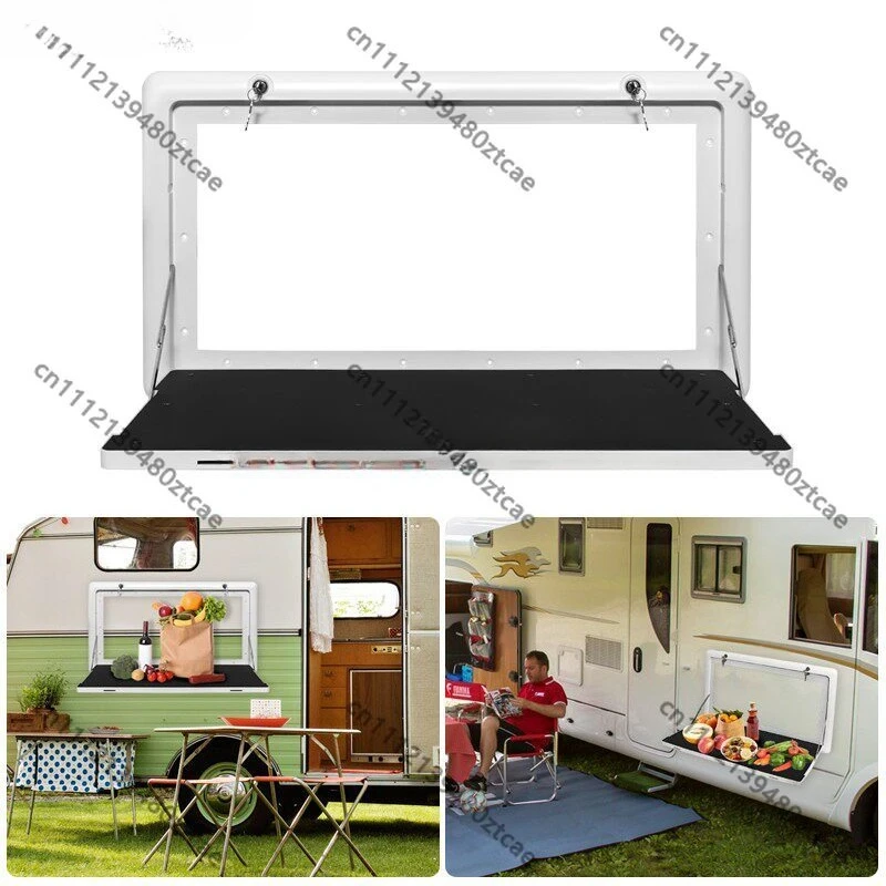 RV Exterior Foldable Lockable Table Aluminum Extension Board Camper Wall Mount Desk