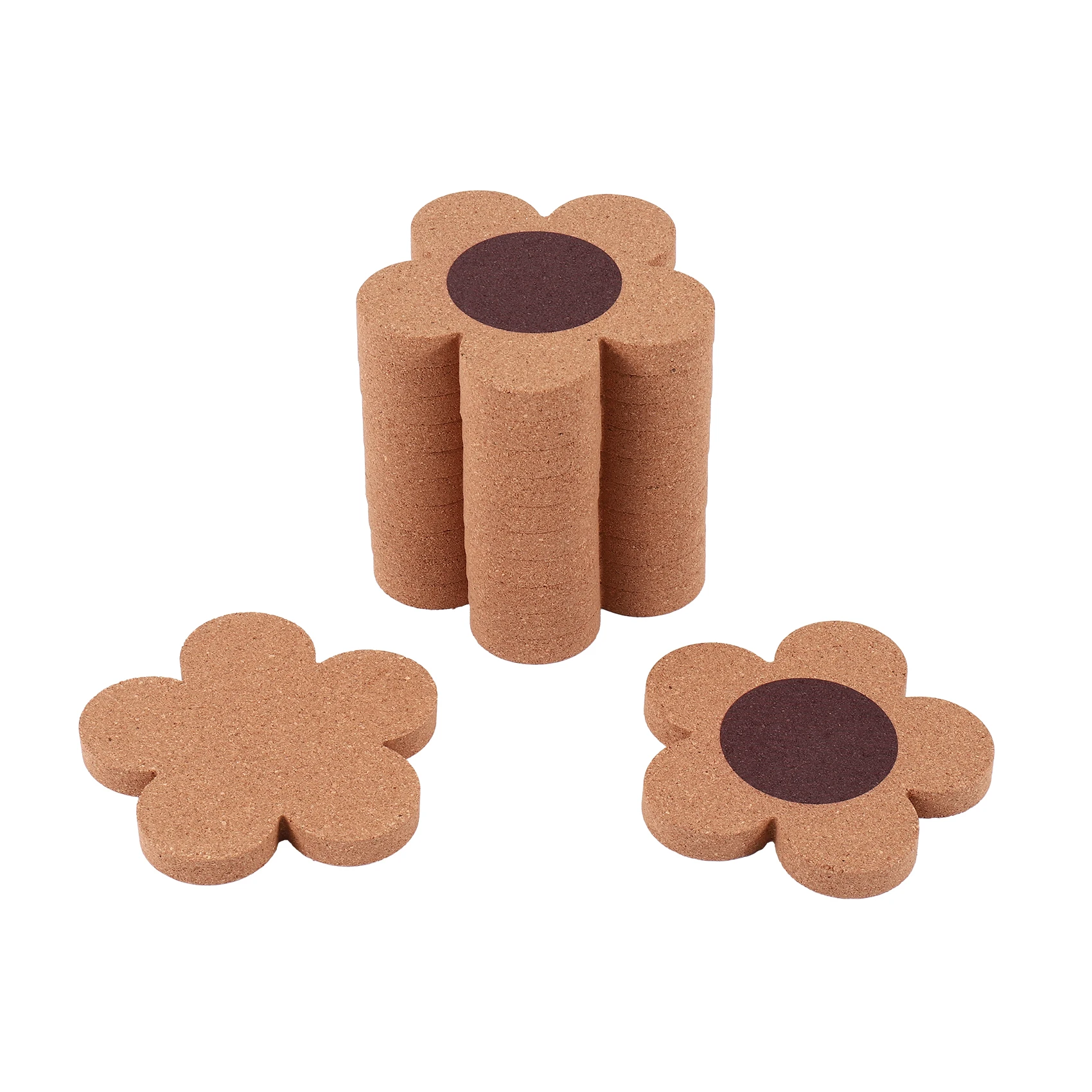 12PCS Cute Coasters for Drinks,Absorbent&Reusable Coaster Set 4Inch Cork Flower Shape Coasters for Coffee,Tea Cup Mat HOT