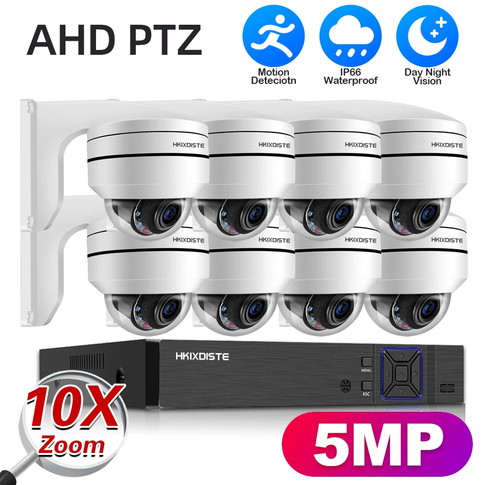 

HD 5MP 10X Zoom PTZ AHD система камер безопасности BNC 8-канальный DVR комплект металлическая купольная Водонепроницаемая камера видеонаблюдения комплект Xmeye