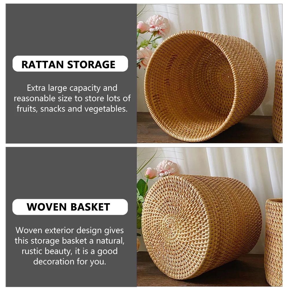 

Rattan Woven Basket Large Capacity Fruit Storage Sundries ganizer Reusable Home Decor Picnic Eco Friendly Storage Tray