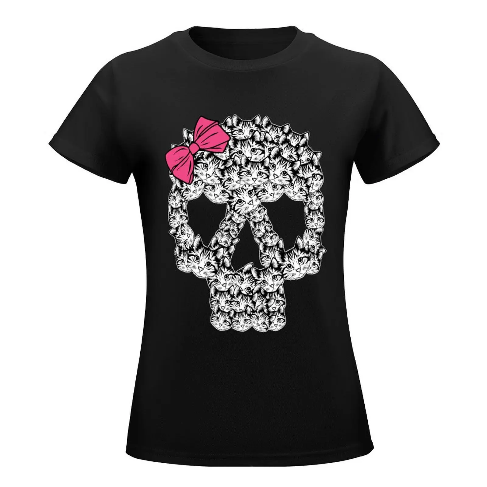 kitten sugar skull T-Shirt lady clothes hippie clothes cute t-shirts for Women