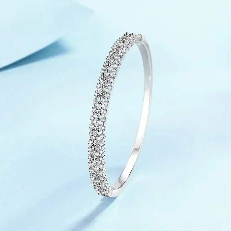 

2.1 Carat Moissanite Platinum Bangles for Women Party Gifts, Light Luxury Pt950 Premium Diamond Bracelet Wedding Fine Jewelry
