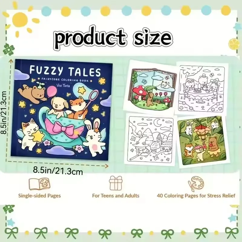 Fuzzy Tales: Fairycore Coloring Book for Adults & Teens Featuring Adorable Animals Characters (Fuzzy Friends Coloring)