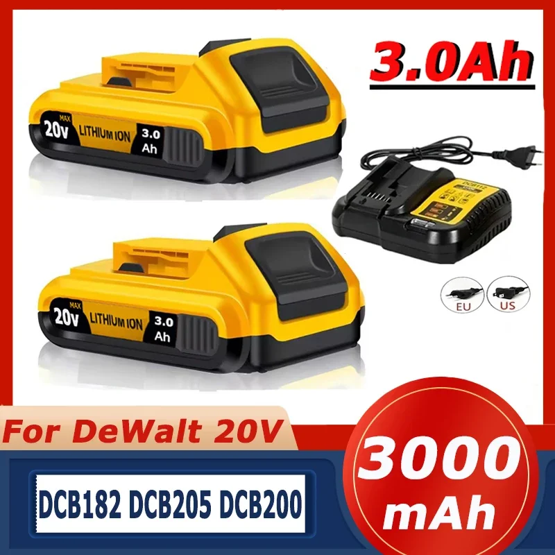 

20V 3Ah DCB203 Li ion Battery Replacement for DeWalt 18v 20Volt Max Lithium Ion Batteries DCB206 DCB205 DCB204 DCB200Power Tools