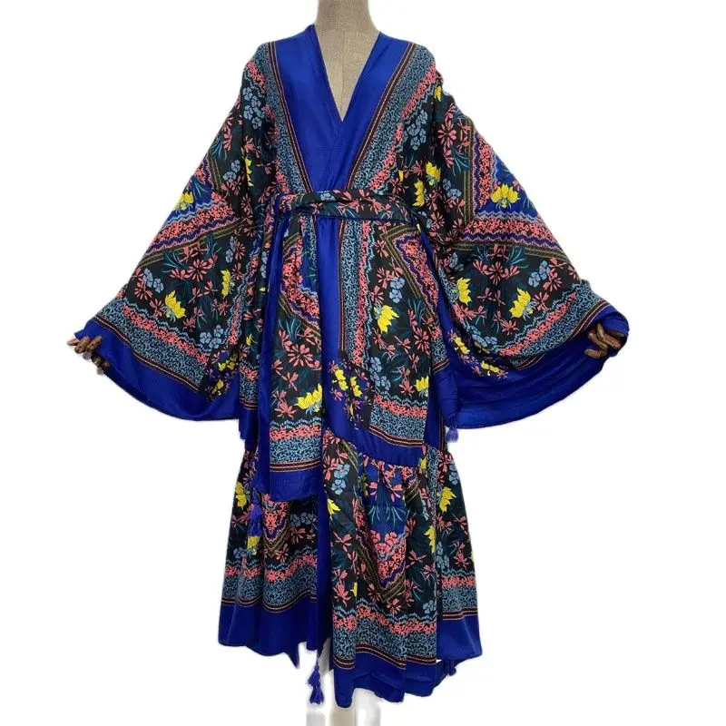 Europa WINYI donne kimono moda Vintage Totem floreale boho caftano stampa sigillo in vita abito abaya manica lunga caftano Casual