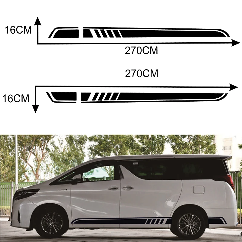 

Sport Stripes Car Door Side Skirt Vinyl Decal 270x16cm for Mercedes Benz W447 W639 V260 Auto Accessories