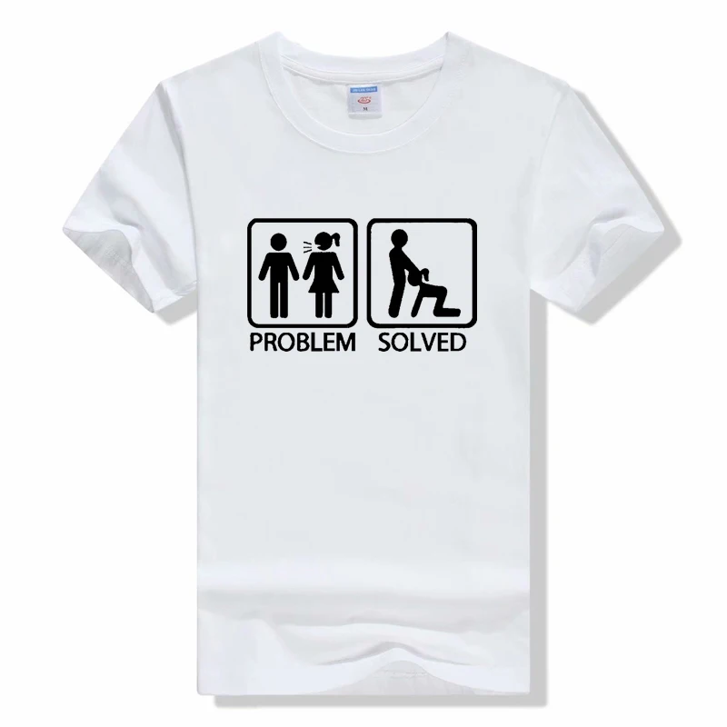 Funny Problem Solved T-shirt For Men Fishinger Fisherman Comedy Father Dad Cotton T Shirt Summer casual Short Sleeve Tops Tee