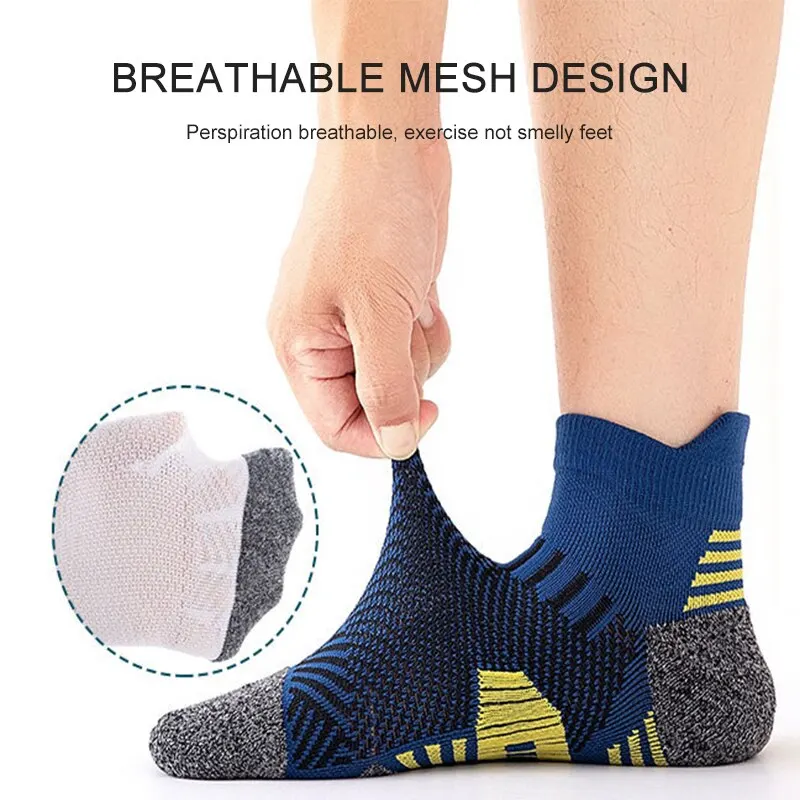 5Pairs/Lot Men\'s Sport Socks Breathable Outdoor Running Basketball Socks Cotton Training Short Tube Socks For Men