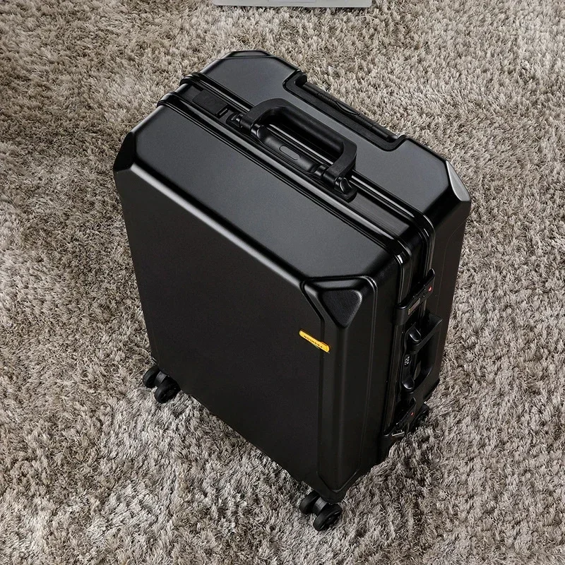 Valise de voyage à roulettes avec cadre en aluminium pour étudiants, capacité de sac à la mode, chargement USB, valise à roulettes avec mot de