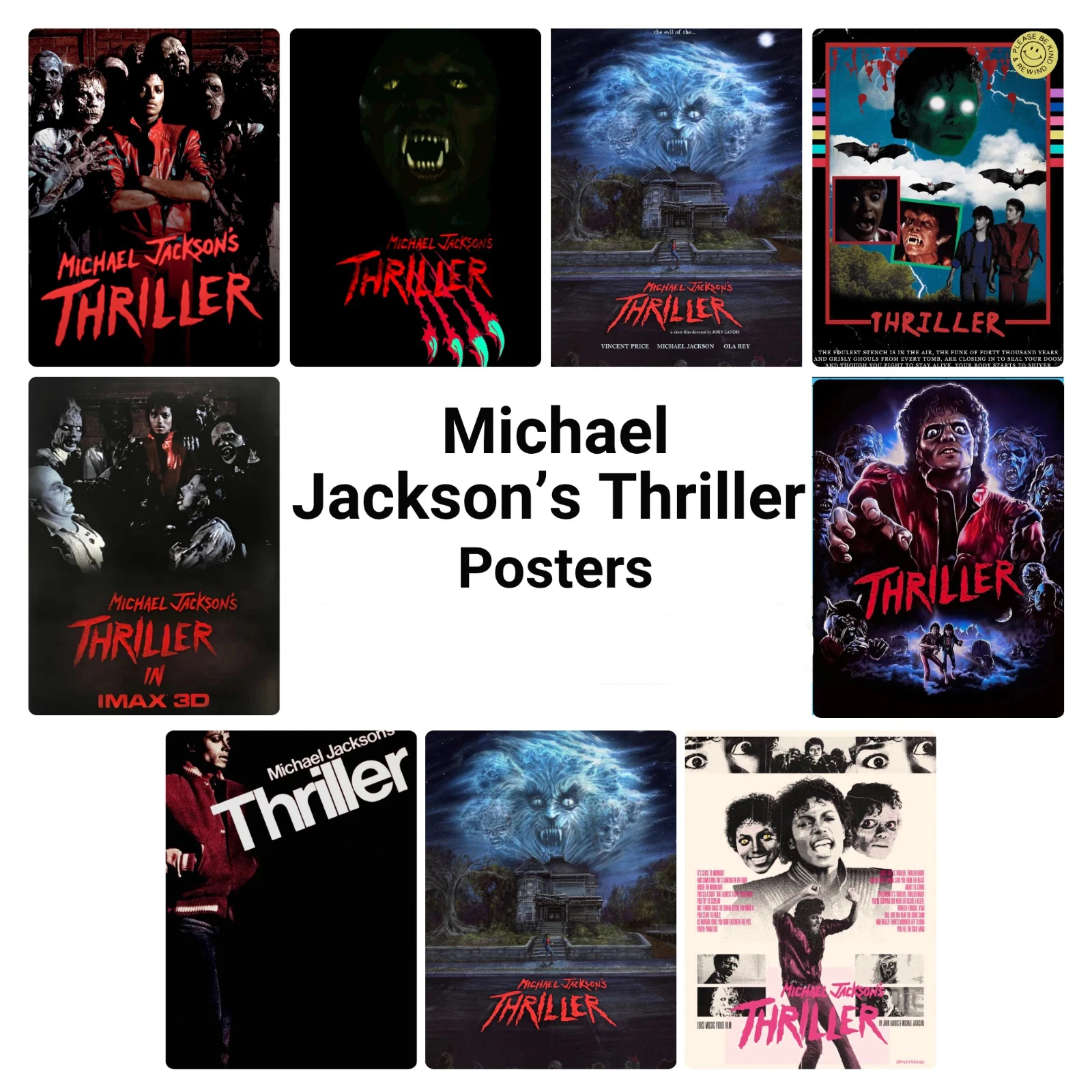 Michael Jackson’s Thriller (1983) Movie Print Art Canvas Poster, For Living Room Decor Home Wall Picture