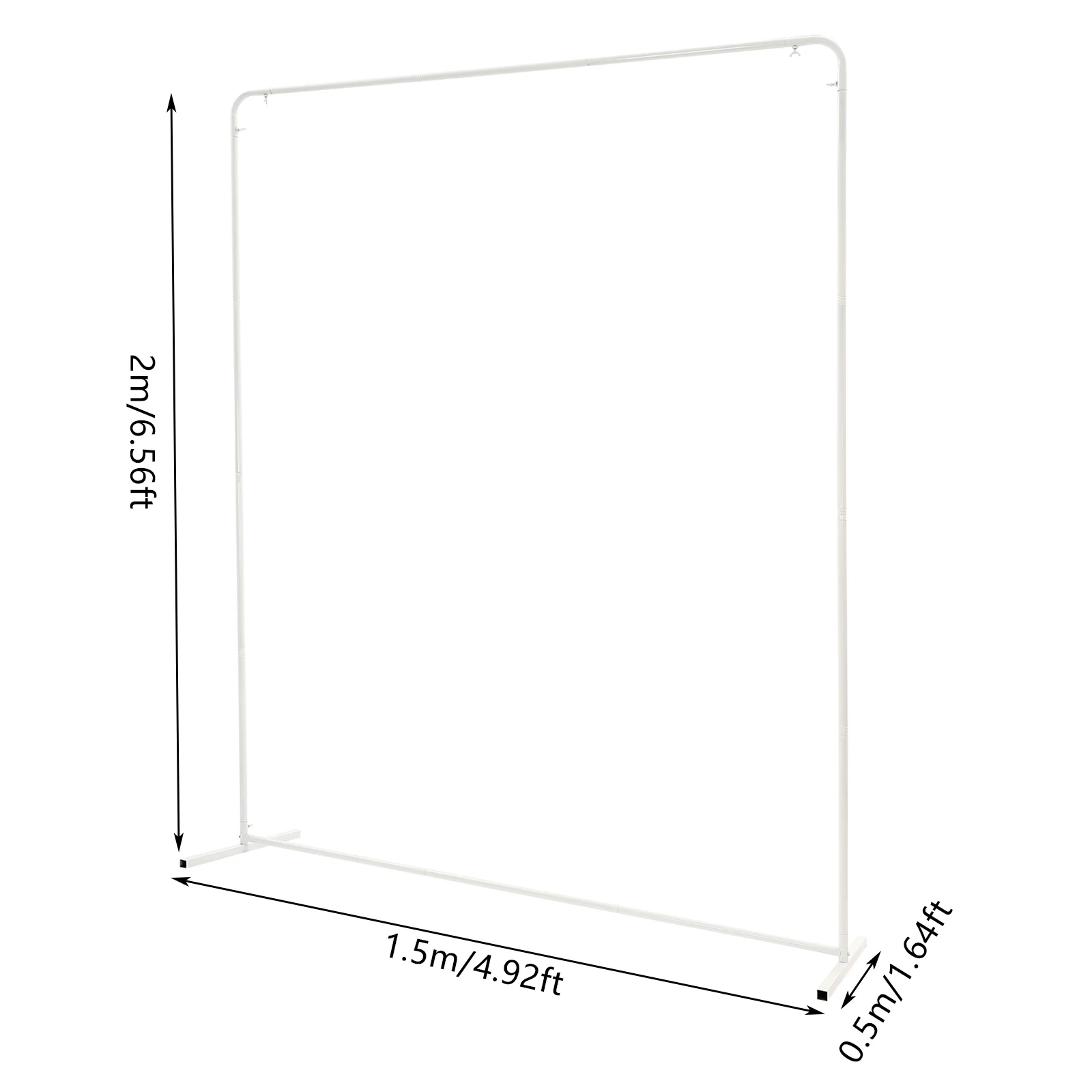 ฉากหลังงานแต่งงานสีขาวขนาด 4.92×6.56 ฟุต พร้อมโครงเหล็กขนาด 19 มม. รับน้ำหนักได้ 17.64 ปอนด์ — ประกอบได้โดยไม่ต้องใช้เครื่องมือ เหมาะสำหรับงานแต่งงาน