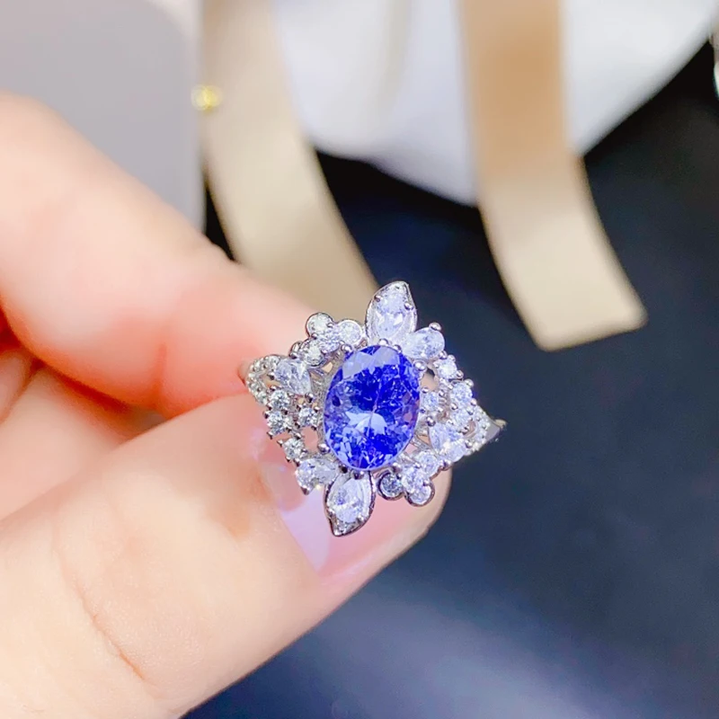 Natural Tanzanite Rings for women silver 925 jewelry luxury gem stones 18k gold plated free shiping items