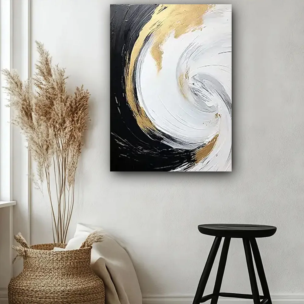 

Modern living room decor hanging painting wall painting art hand-painted oil painting knife painting golden abstract petals art