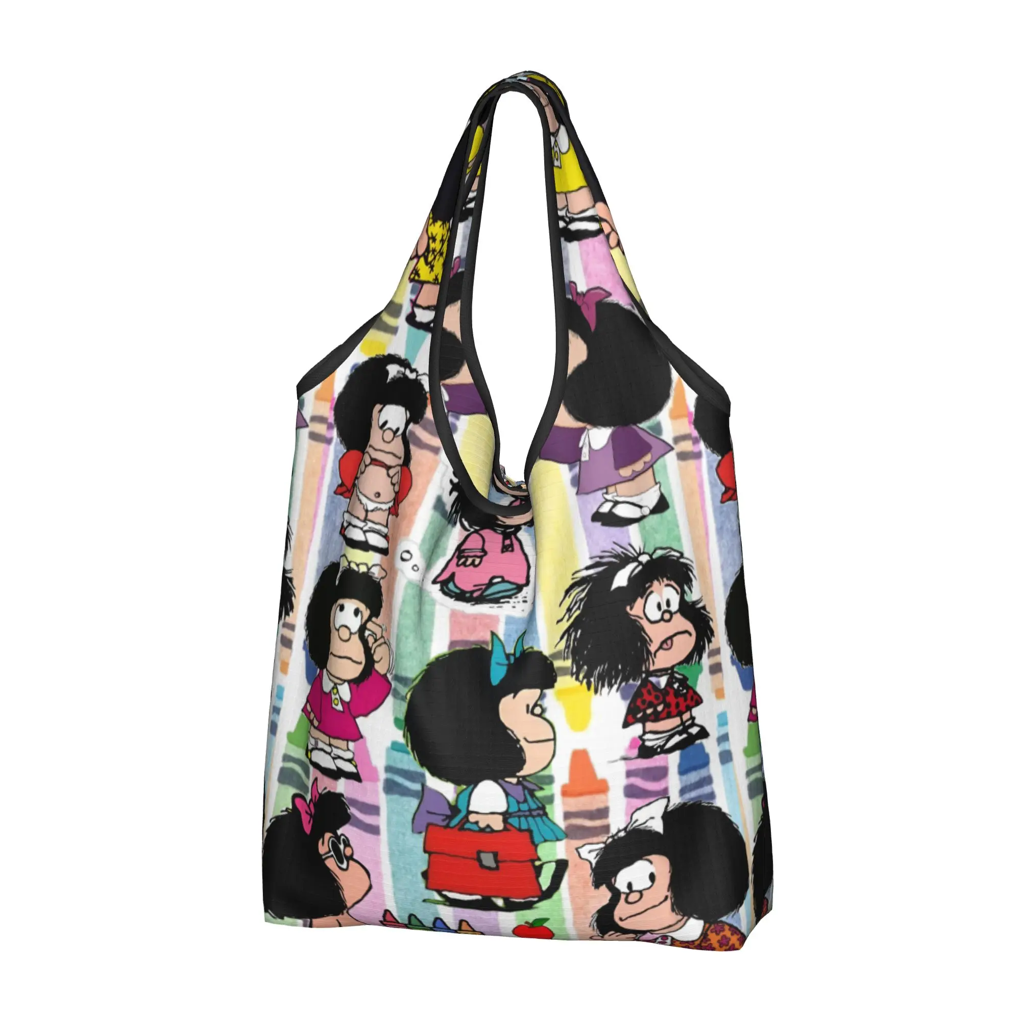 Custom M-Mafaldas Manga Comics Shopping Bag Women Portable Big Capacity Groceries Japan Shopper Tote Bags