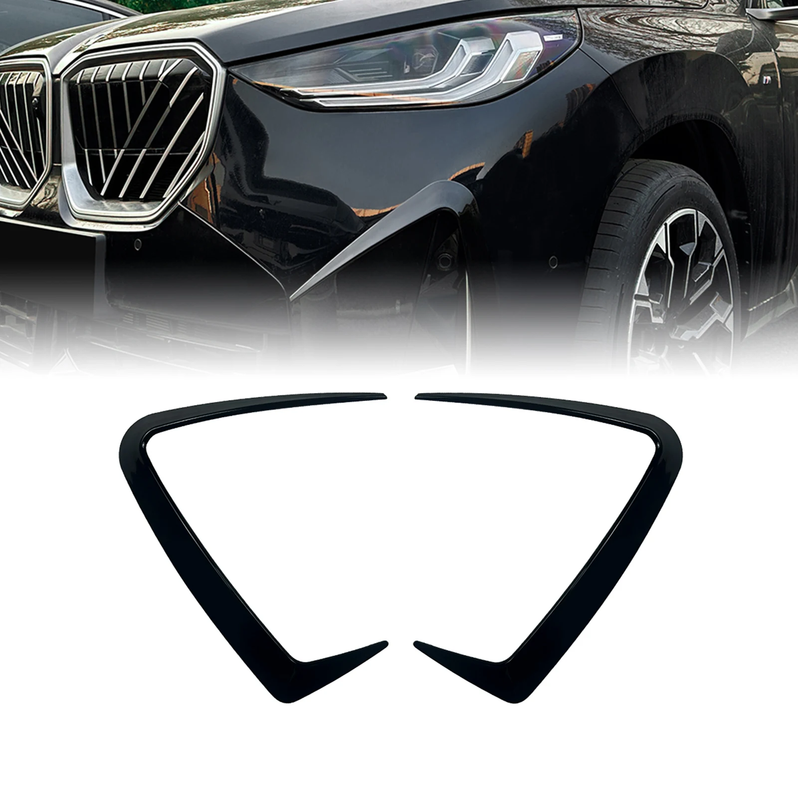 

Накладка на боковой воздухозаборник переднего бампера под карбон/глянцевый черный, рамка для противотуманных фар, накладка-сплиттер (канард) для BMW X3 G45 M Sport 2025