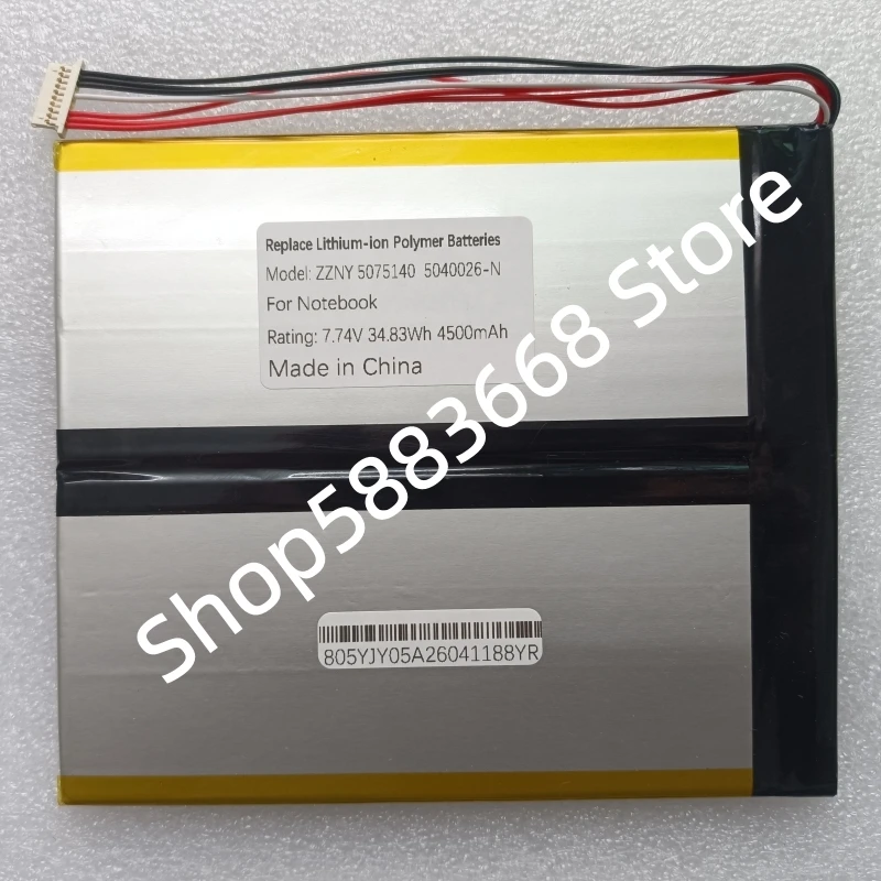 New ZZNY 5075140 7.74V 34.83Wh 4500mAh Laptop Battery For ZZNY 5040026-N Tablet PC