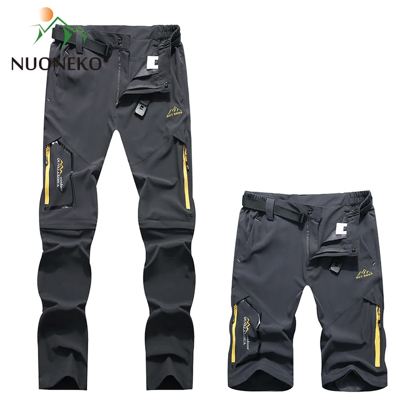 

NUONEKO Quick-dry Pants for Men Outdoor Sports Camping Trekking Hiking Waterproof Elastic Loose Detachable Thin Trousers PN1905