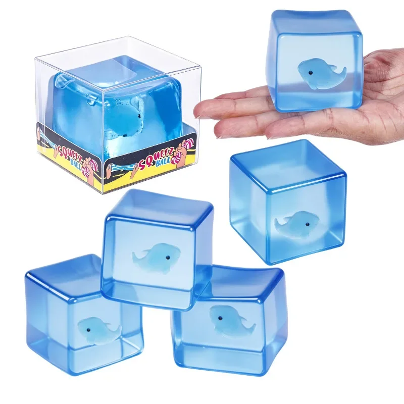 Squishy Square Whale Stress Relief Ornament Cute Soft Animal Squeeze Cube Desk Decor Home Office Decoration Kawaii Collectible