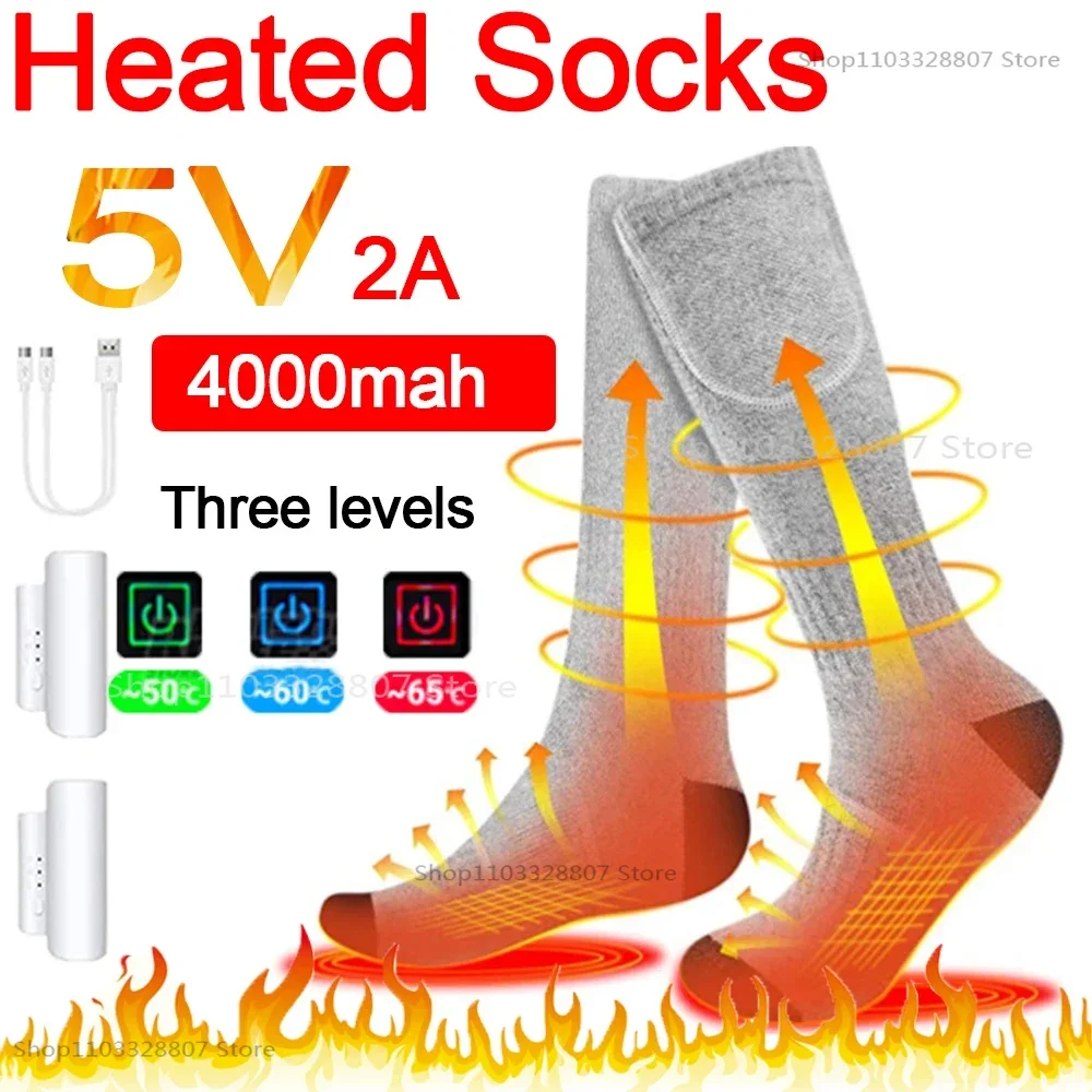 Winter beheizte Socken 4000mah Batterie Thermos ocken Männer Frauen Heizung Fuß wärmer elektrische Socken warme Socken Radfahren Ski