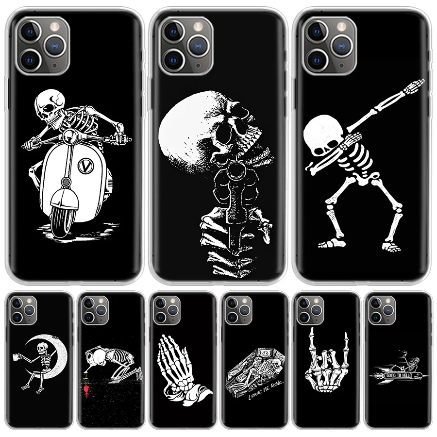 Spooky Skull Funny Dance Skeleton For iPhone 16 15 14 13 12 11 Pro Max Phone Case X XS XR 7 Plus Print 8 SE Apple Fundas Cover C