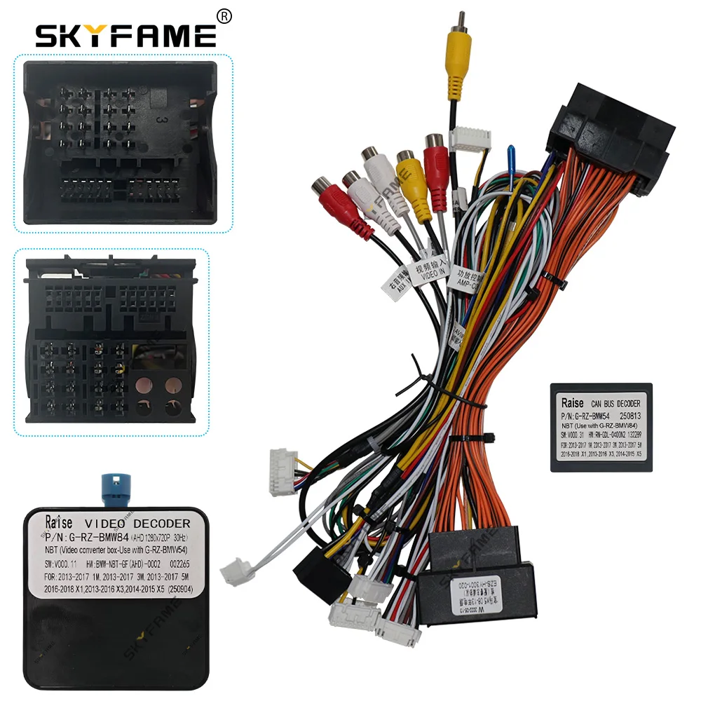 SKYFAME Car 16pin Wiring Harness Adapter Canbus Box Decoder Android Radio Power Cable For BMW X3 X4 X5 X6 E70 E71 F25 F26 F30