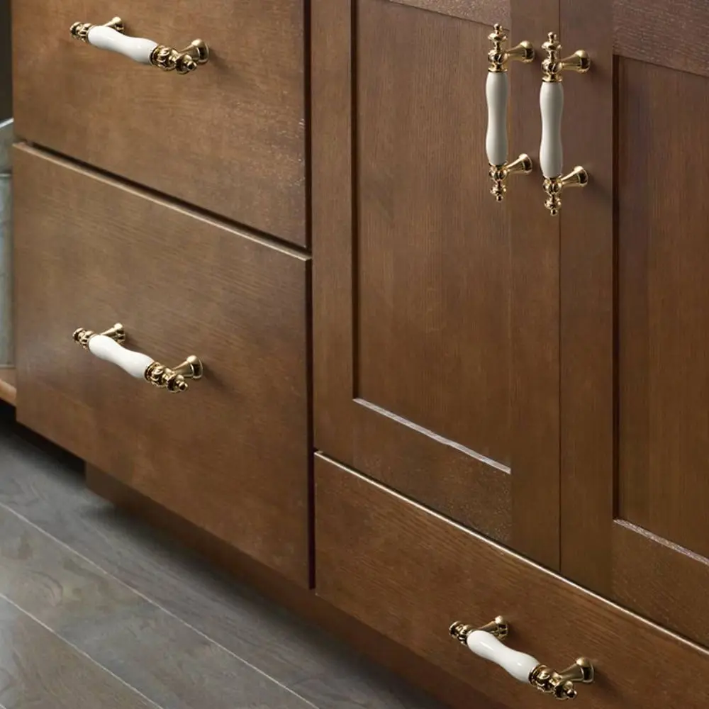 Modern Ceramic Cabinet Door Handles Light Luxury Gold Silver Drawer Handle Multifunctional Minimalist Furniture Handles