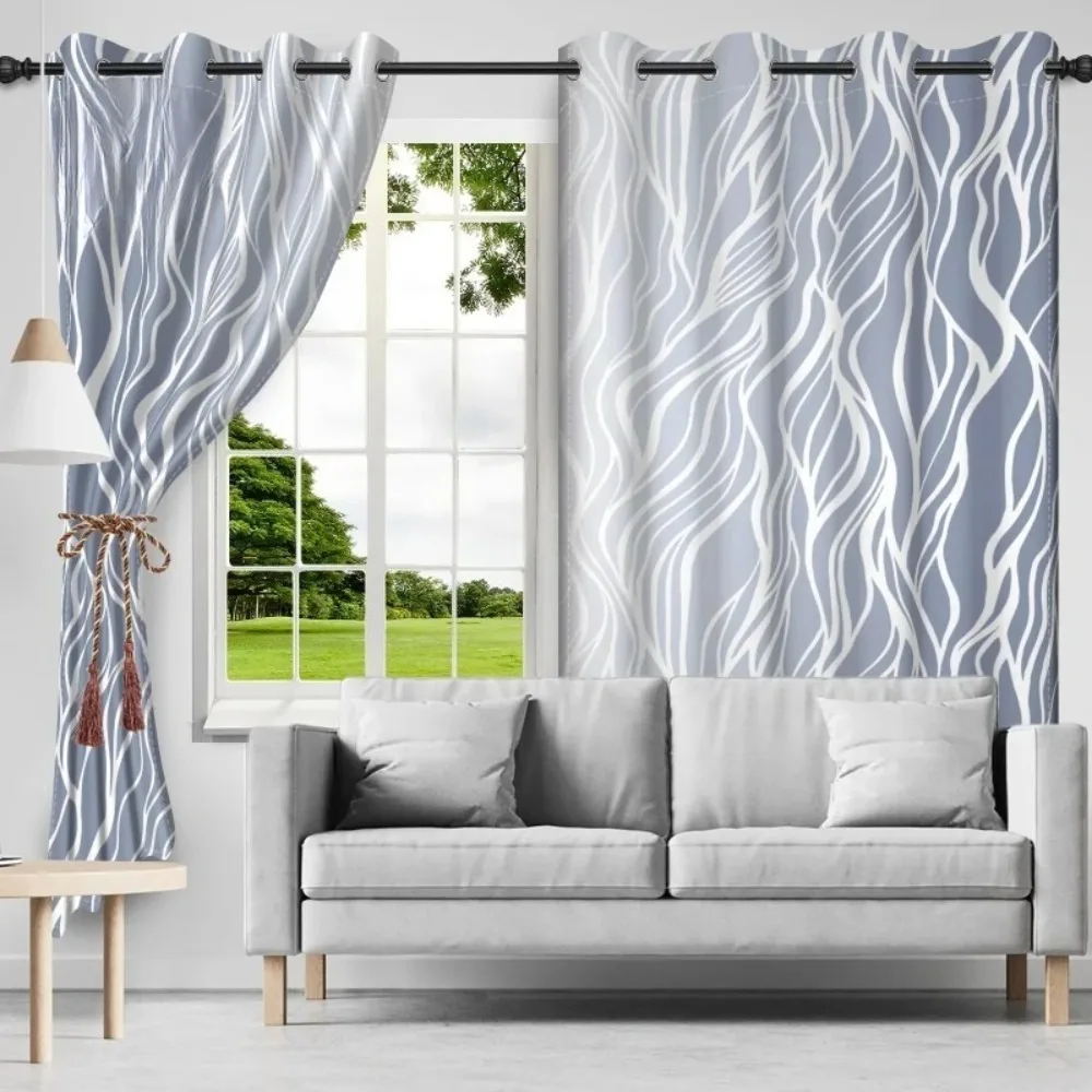

Abstract Line Curtains for Bedroom Living Room Blackout Solid Drapes Noise Reducing Thermal Insulated Modern Window Treatments