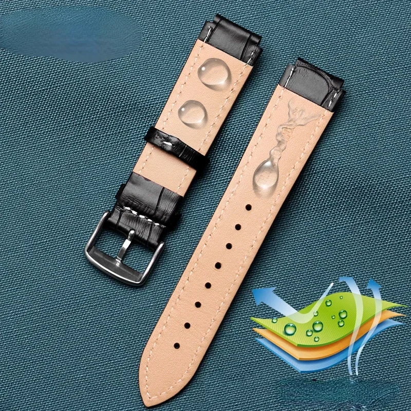 Genuine Leather Watch Strap for Rado Crystal Extraction Series R30939125 Men Women Raised Mouth Calf-Skin Watchband 14-20mm